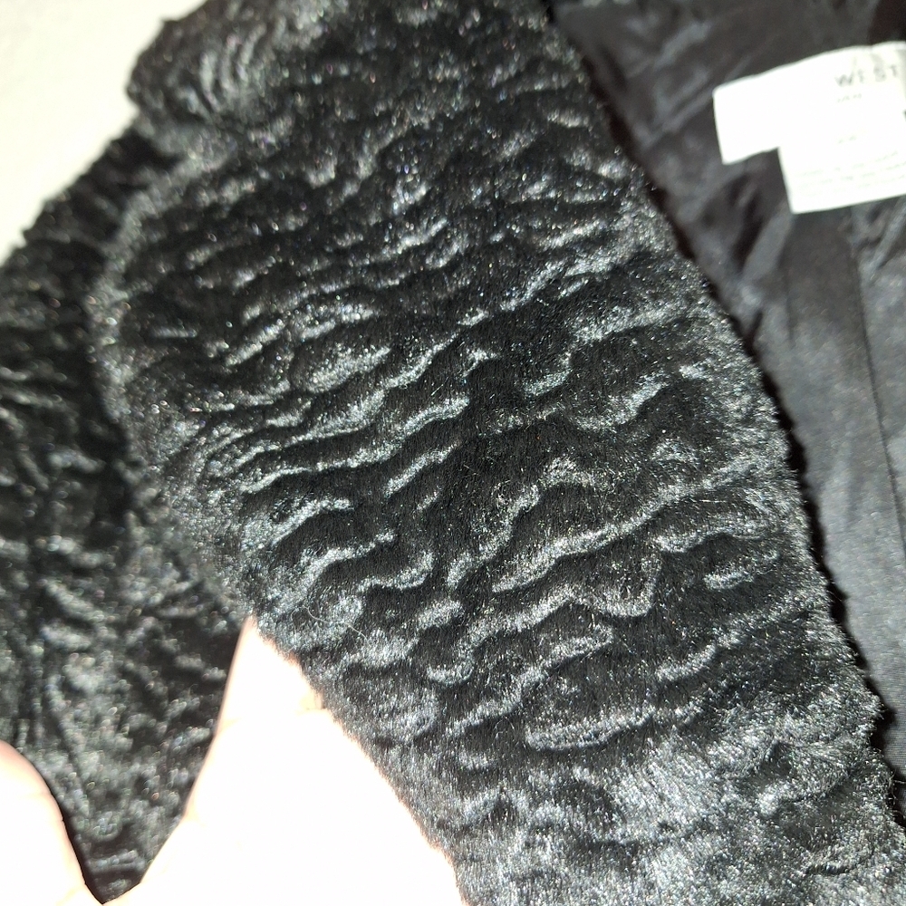 NWT Nine West Black Faux Fur Ribbon Tie Front Coat 2X - Picture 4 of 8